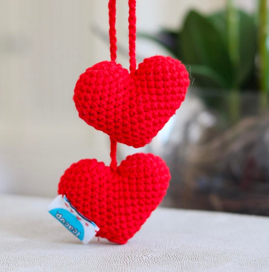 Double Heart Tug-of-War Crochet Toy