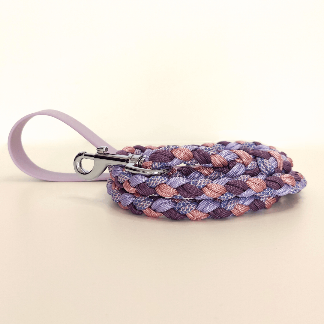 Lilac Braided Dog Leash - Biothane/Paracord