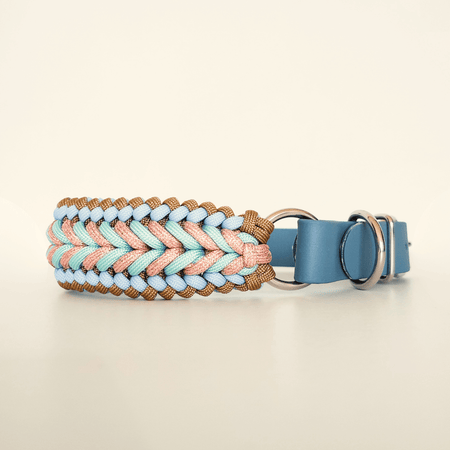 Sky Blue Braided Dog Collar - Biothane/Paracord