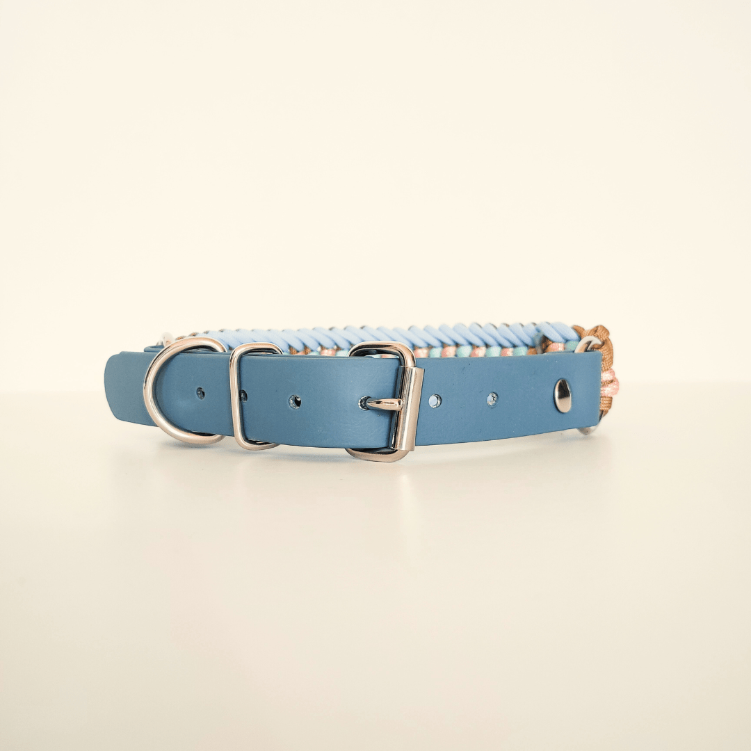 Sky Blue Braided Dog Collar - Biothane/Paracord