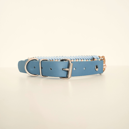 Sky Blue Braided Dog Collar - Biothane/Paracord