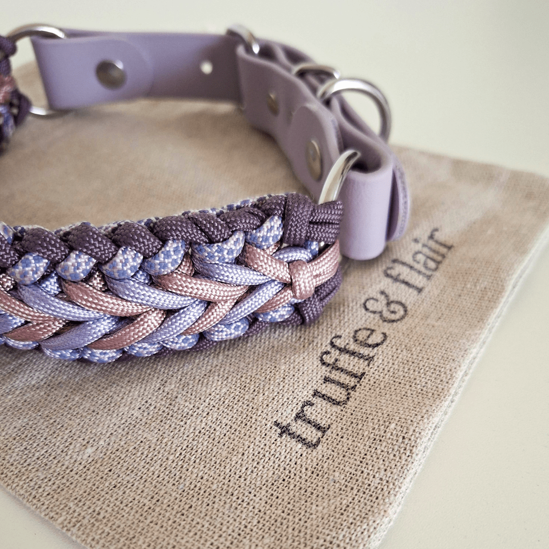 Lilac Braided Dog Collar - Biothane/Paracord