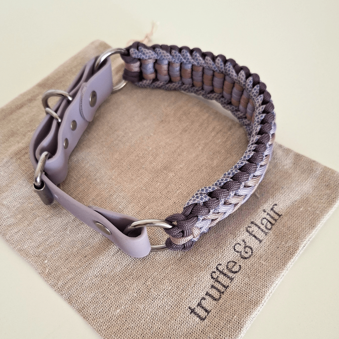 Lilac Braided Dog Collar - Biothane/Paracord