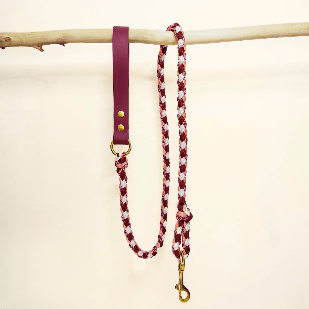 Raspberry Braided Dog Leash - Biothane/Paracord