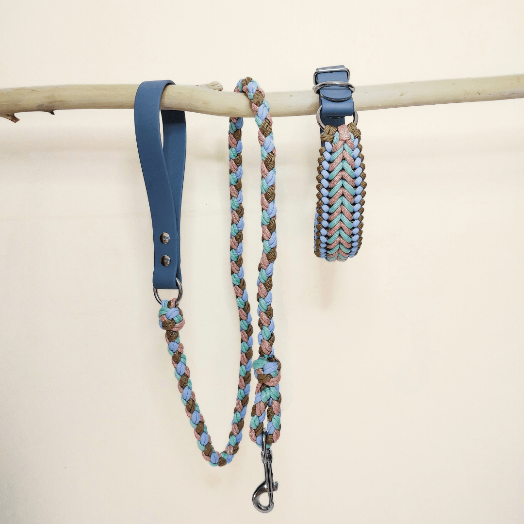 Sky Blue Braided Dog Collar - Biothane/Paracord