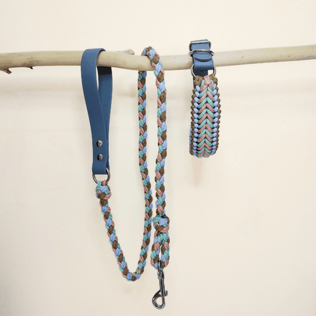 Sky Blue Braided Dog Leash - Biothane/Paracord