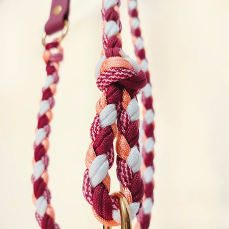 Raspberry Braided Dog Leash - Biothane/Paracord