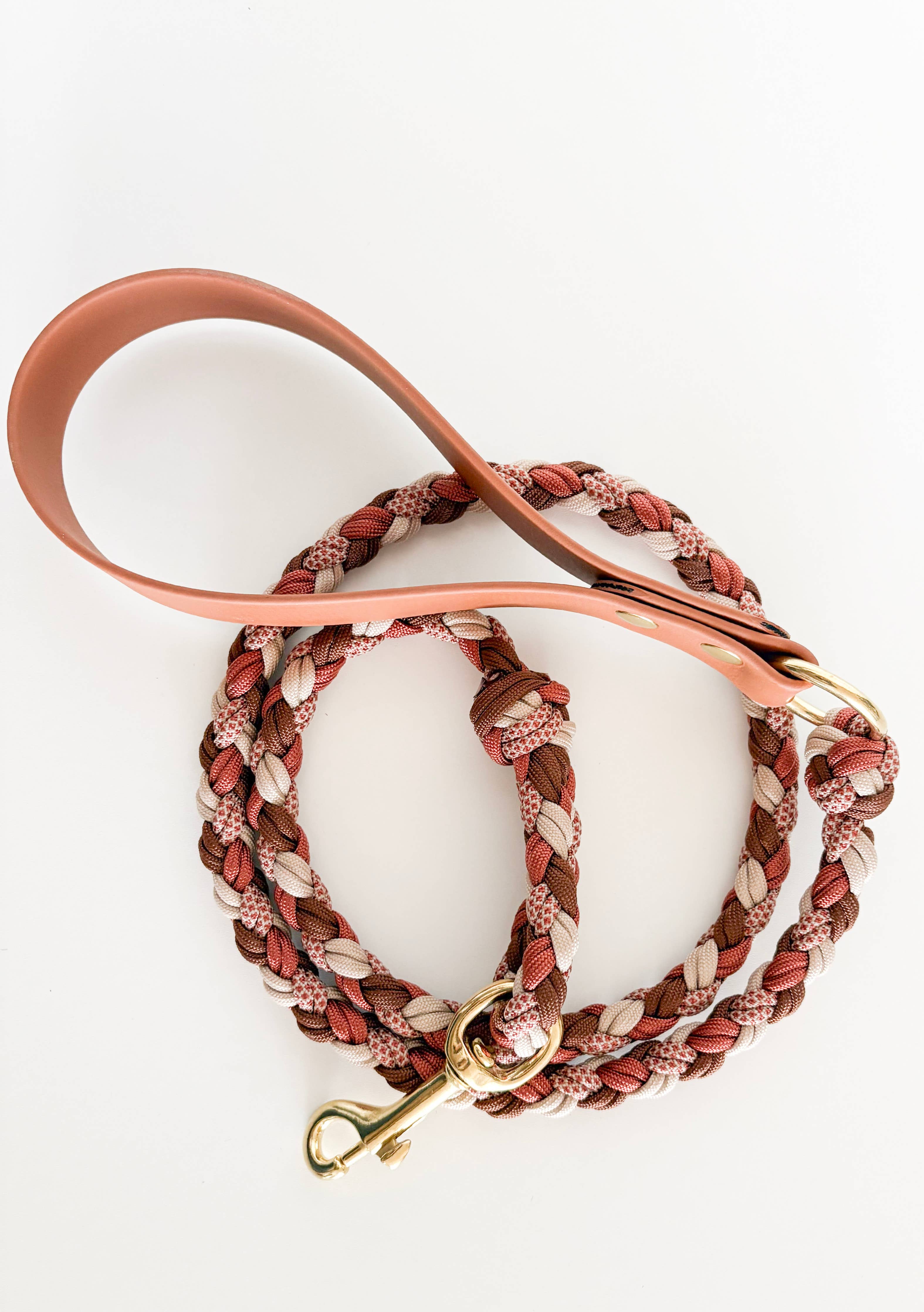 Brown/Bronze Braided Dog Leash - Biothane/Paracord