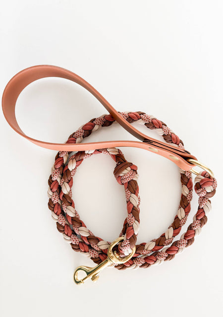 Brown/Bronze Braided Dog Leash - Biothane/Paracord