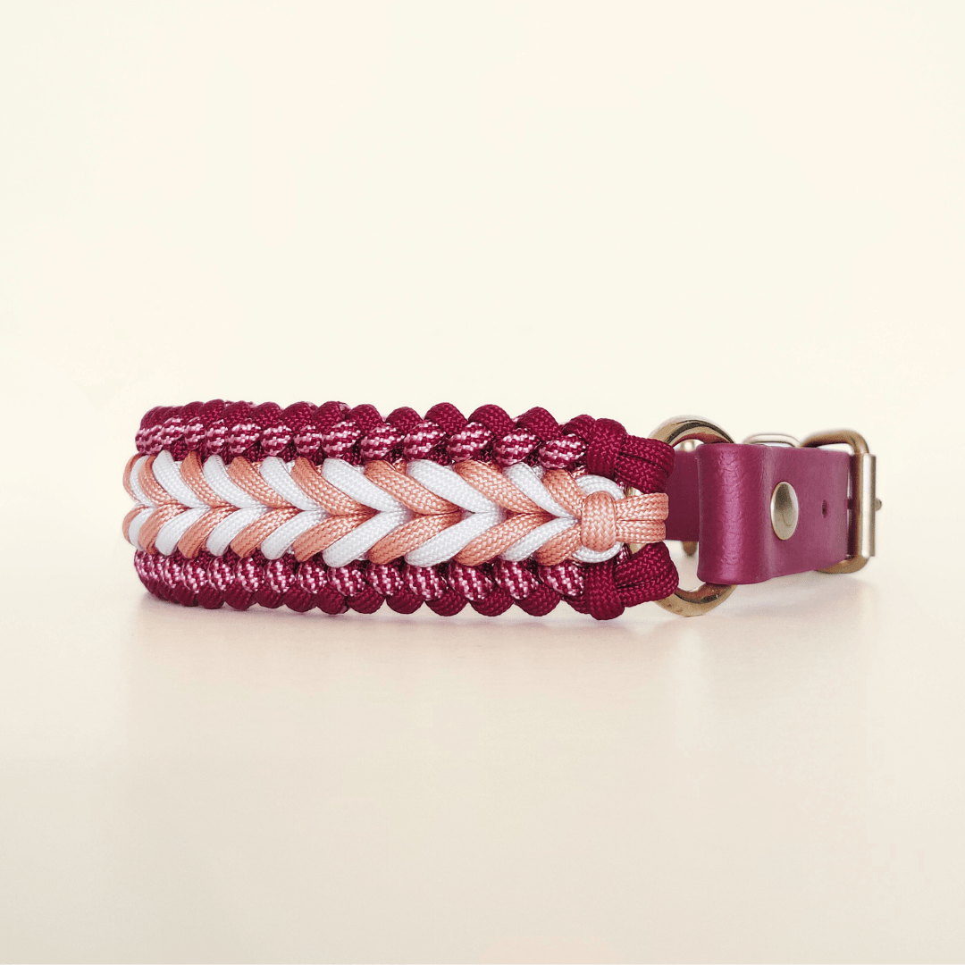 Raspberry Braided Dog Collar - Biothane/Paracord