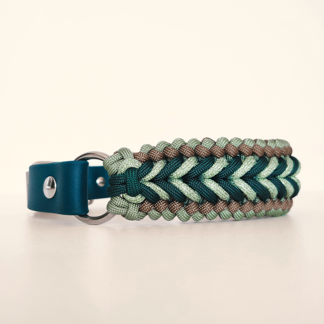 Green Braided Dog Collar - Biothane/Paracord