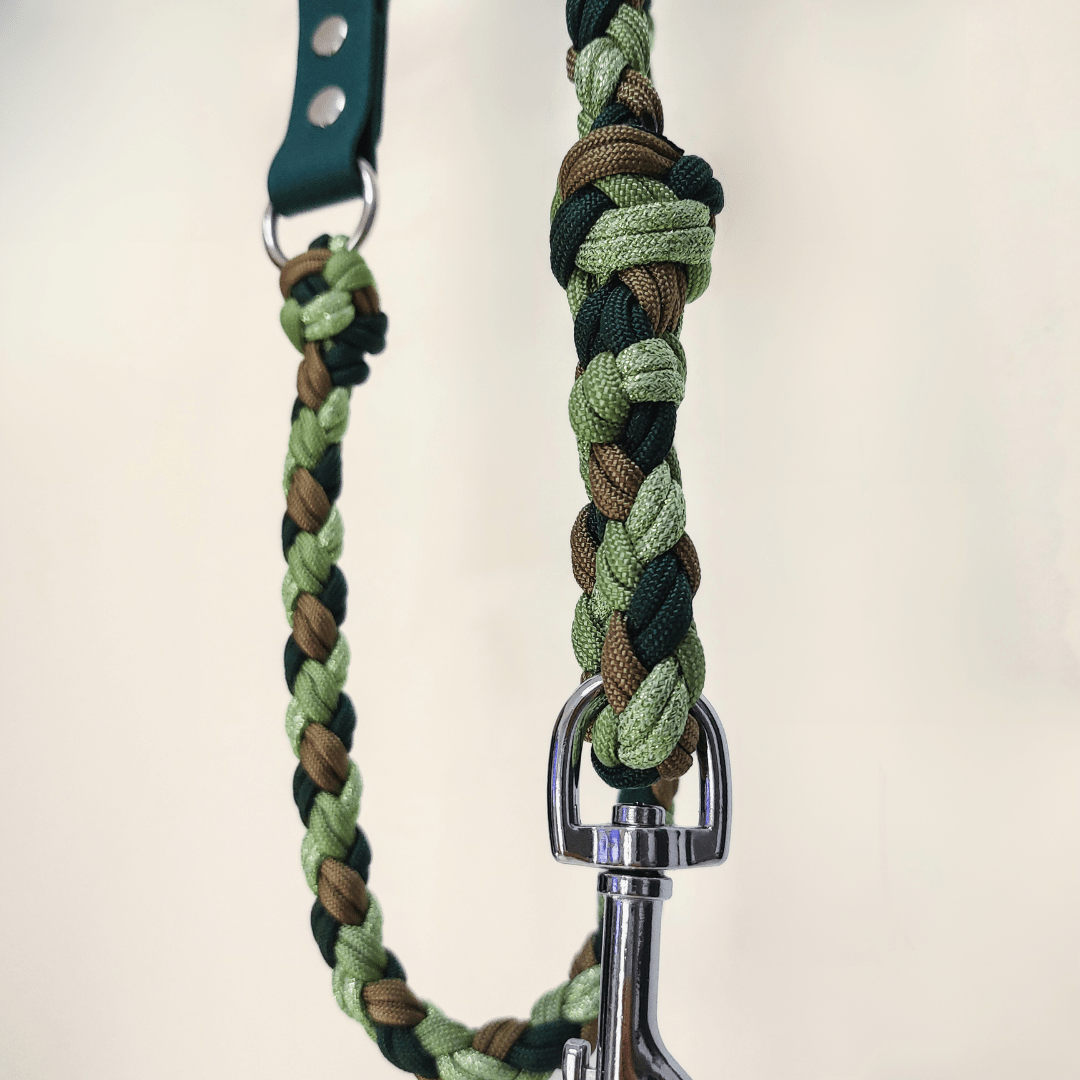 Green Braided Dog Leash - Biothane/Paracord