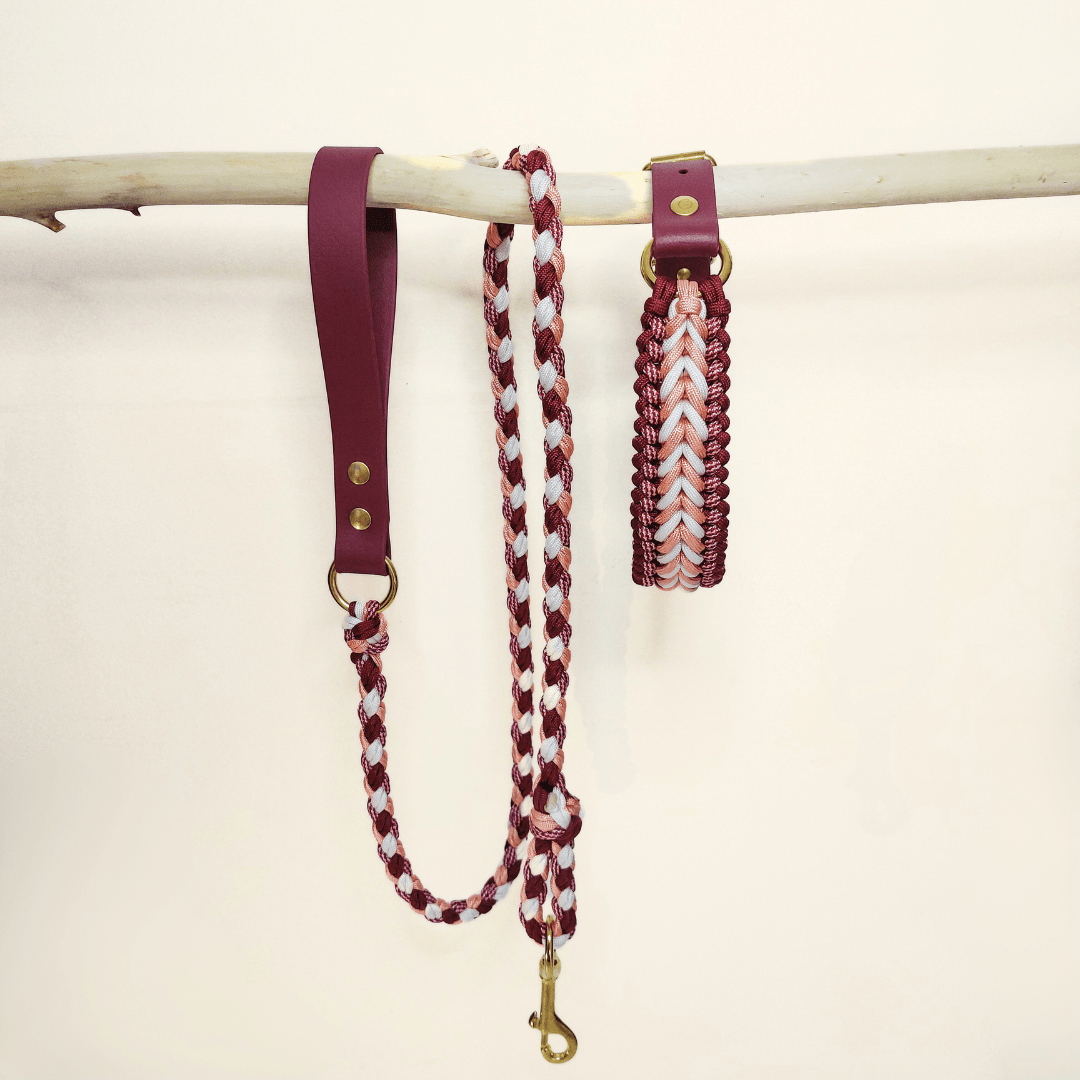 Raspberry Braided Dog Collar - Biothane/Paracord