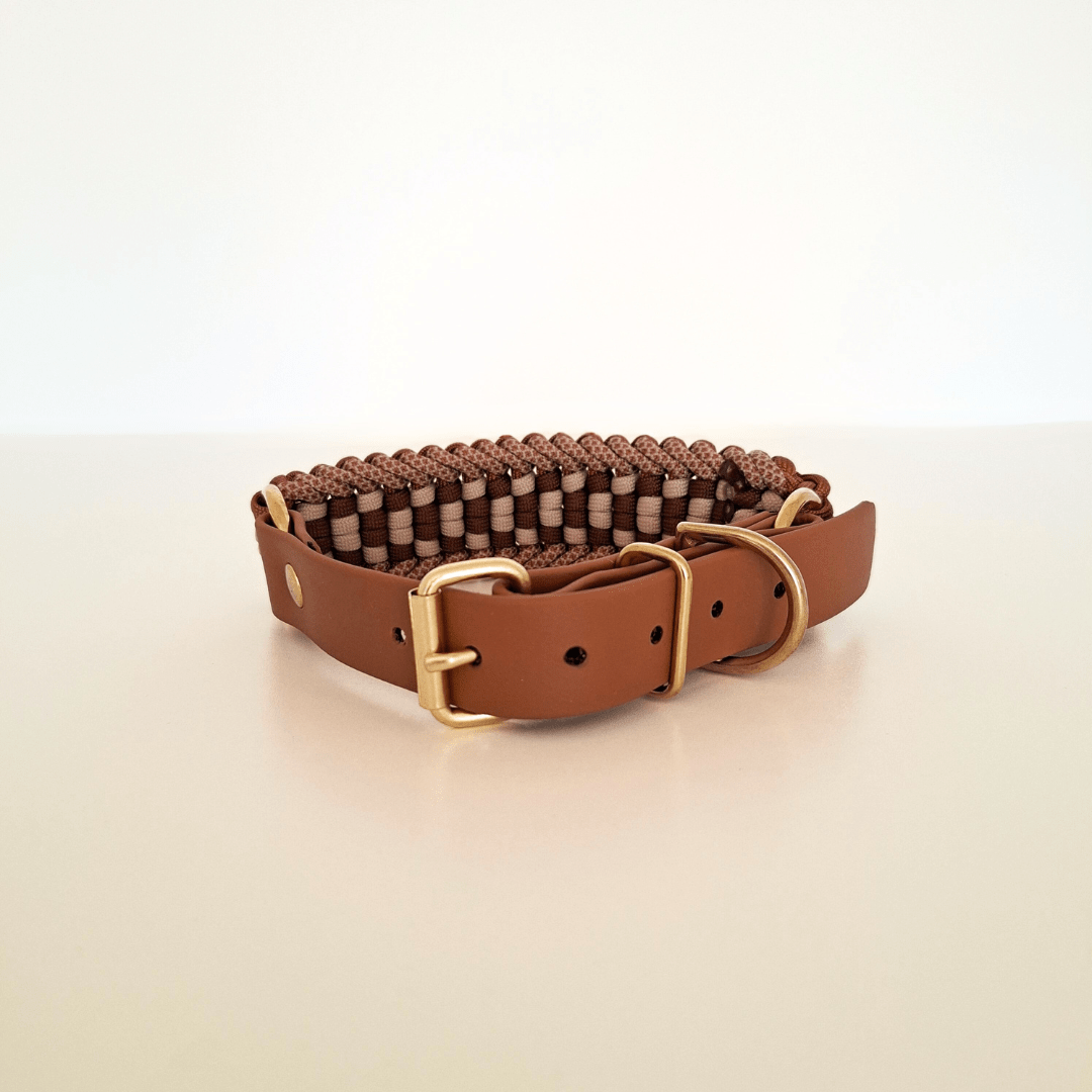 Camel Brown Braided Dog Collar - Biothane/Paracord