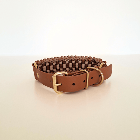 Camel Brown Braided Dog Collar - Biothane/Paracord