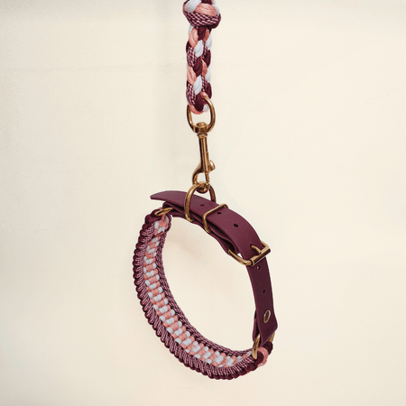 Raspberry Braided Dog Collar - Biothane/Paracord