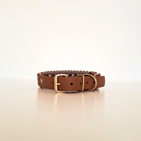 Camel Brown Braided Dog Collar - Biothane/Paracord