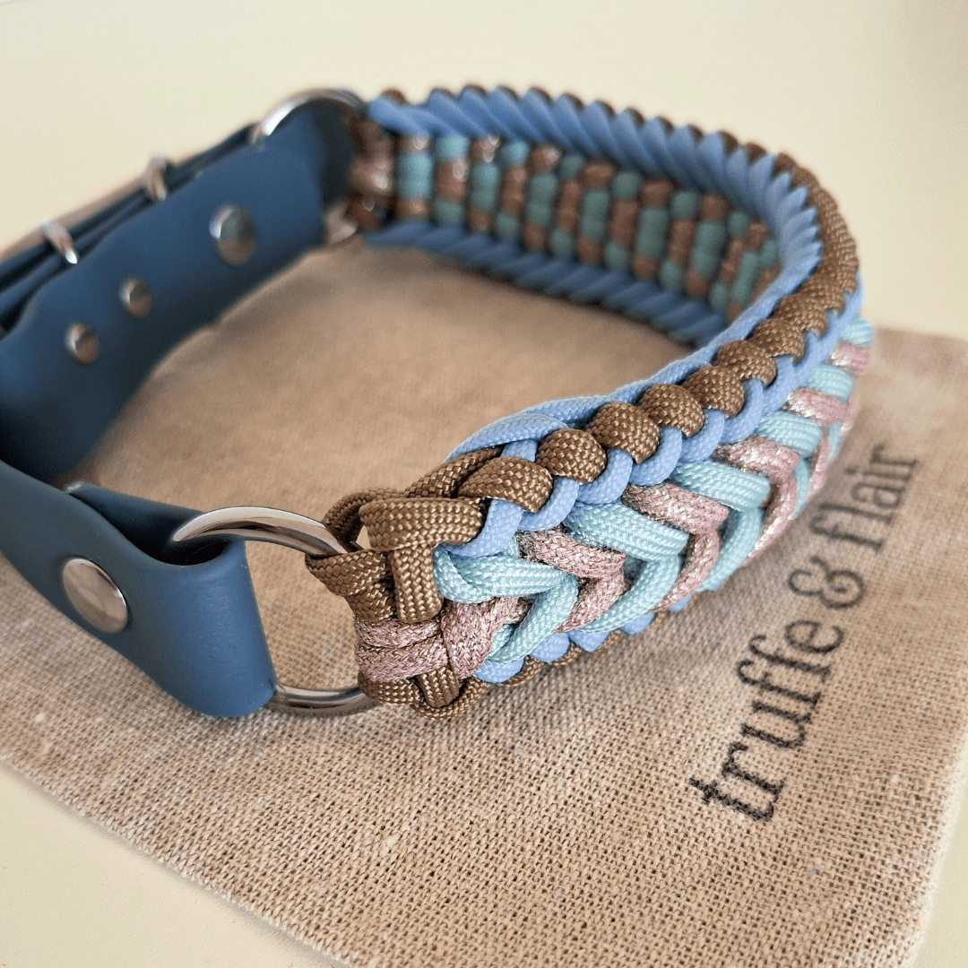 Sky Blue Braided Dog Collar - Biothane/Paracord