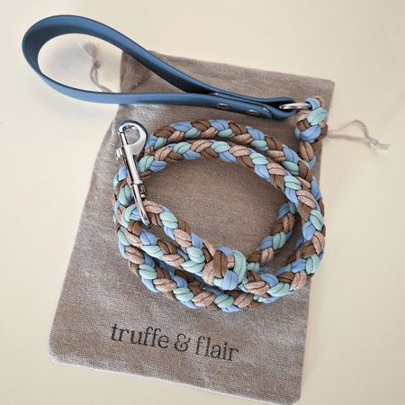Sky Blue Braided Dog Leash - Biothane/Paracord