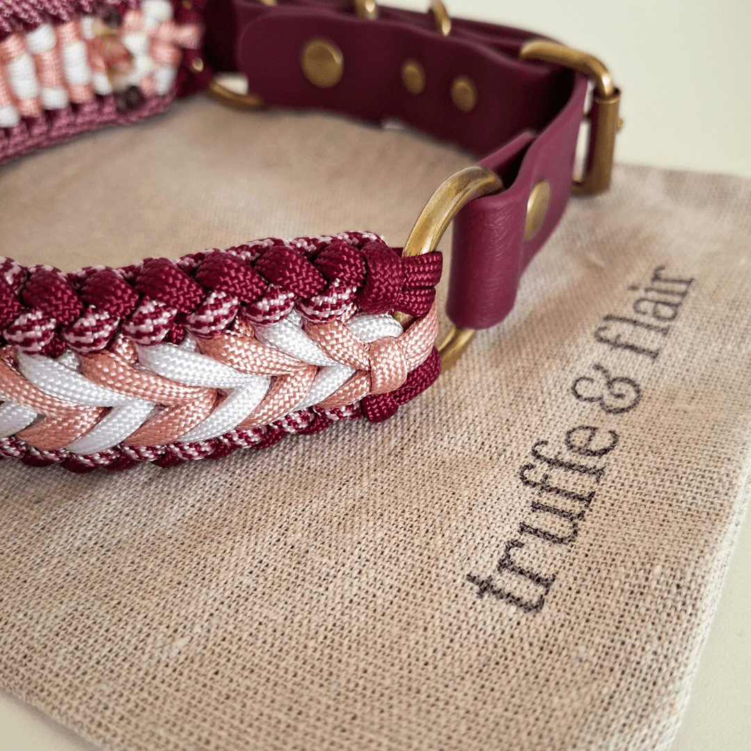 Raspberry Braided Dog Collar - Biothane/Paracord