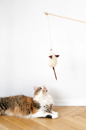 Natural Sheepskin Cat Toy Mouse String