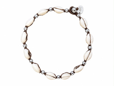 Shell Necklace with Silver Beads