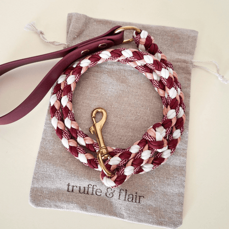 Raspberry Braided Dog Leash - Biothane/Paracord