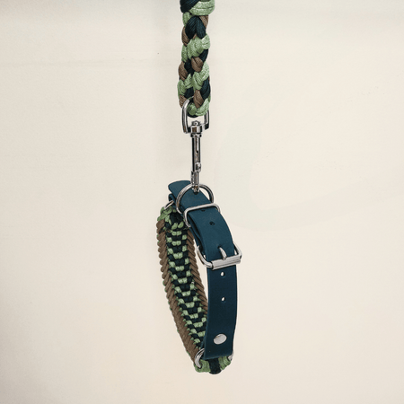Green Braided Dog Collar - Biothane/Paracord
