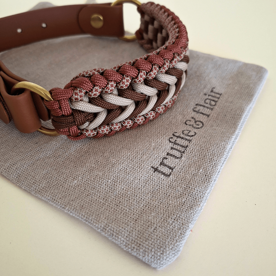 Camel Brown Braided Dog Collar - Biothane/Paracord