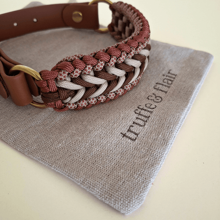 Camel Brown Braided Dog Collar - Biothane/Paracord