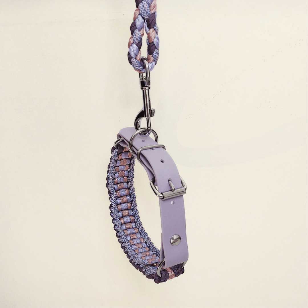 Lilac Braided Dog Collar - Biothane/Paracord