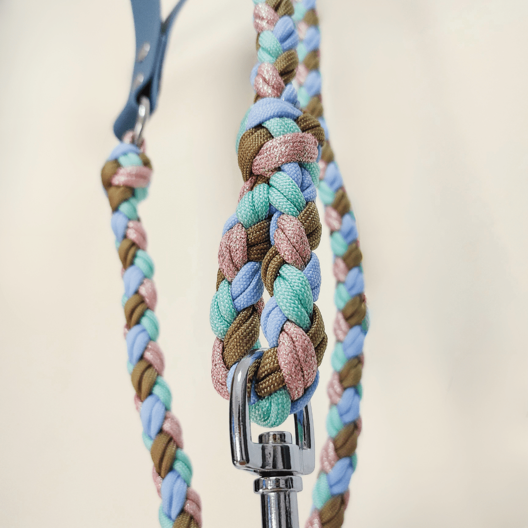 Sky Blue Braided Dog Leash - Biothane/Paracord