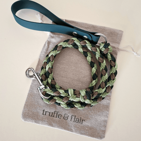 Green Braided Dog Leash - Biothane/Paracord