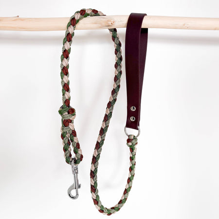Brown/Green Braided Dog Leash - Biothane/Paracord