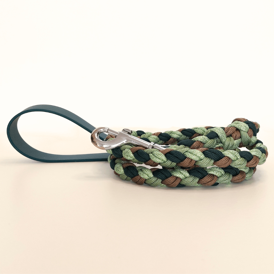 Green Braided Dog Leash - Biothane/Paracord