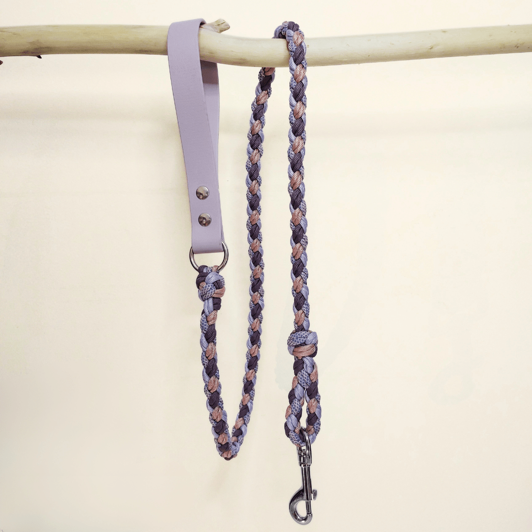 Lilac Braided Dog Leash - Biothane/Paracord