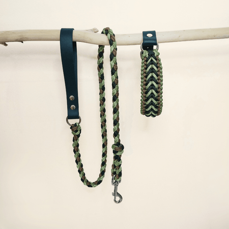 Green Braided Dog Collar - Biothane/Paracord