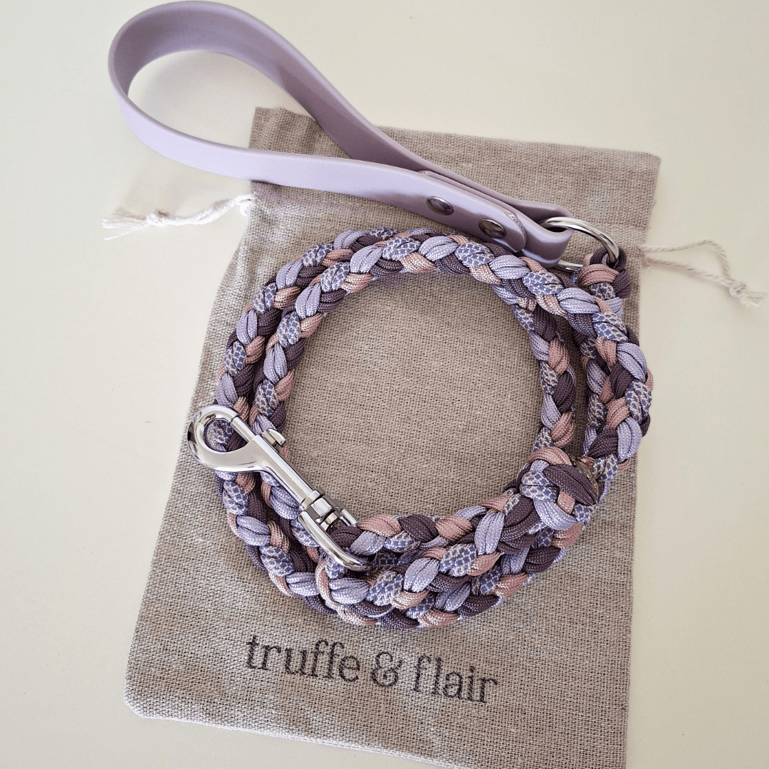 Lilac Braided Dog Leash - Biothane/Paracord