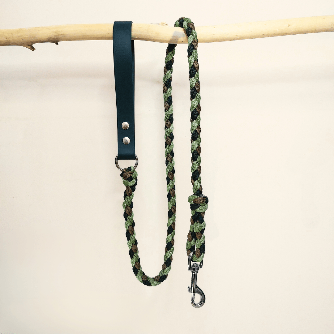 Green Braided Dog Leash - Biothane/Paracord